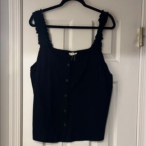a.n.a Black Sleeveless Button-Down Blouse